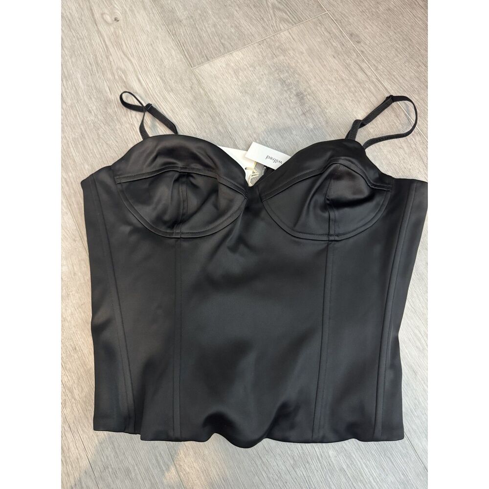 Aritzia Wilfred Black Dazzle Bustier Satin Sz 12